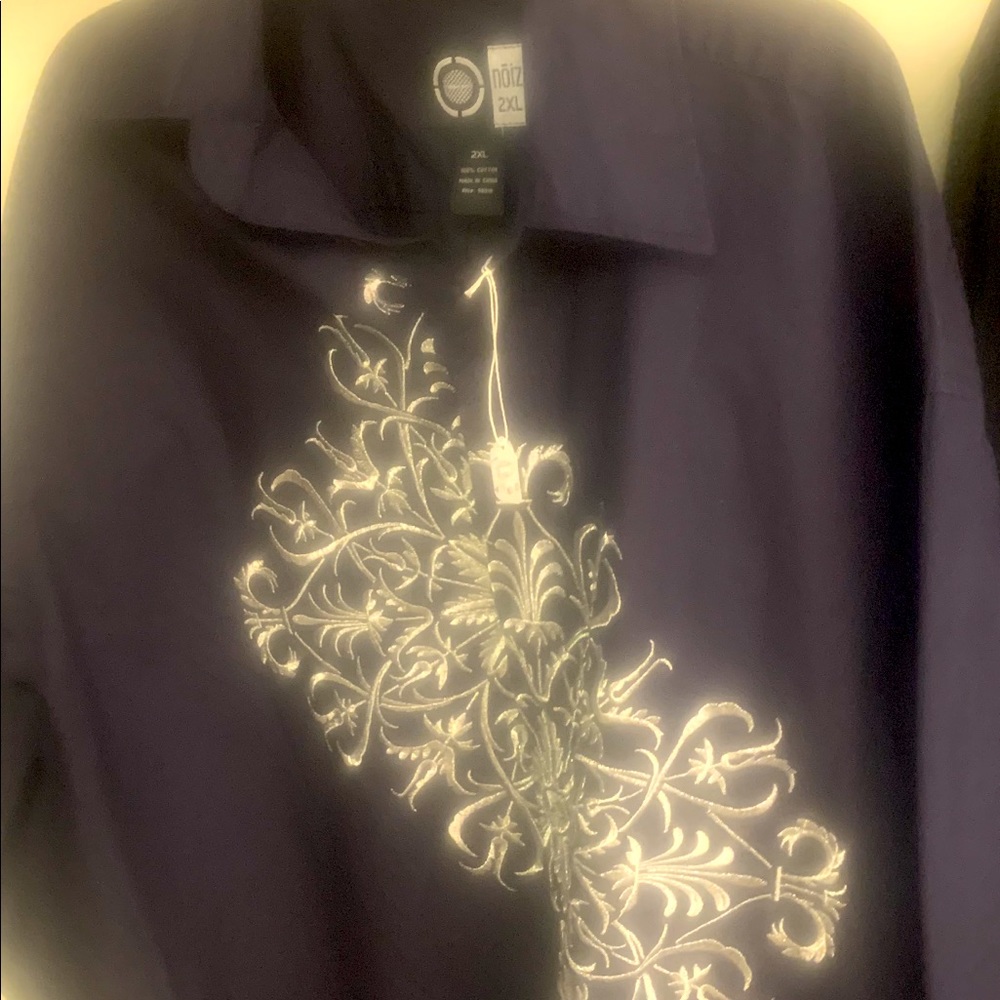 NAVY BLUE BUTTON FRONT DRESS SHIRT SIZE 2xl men